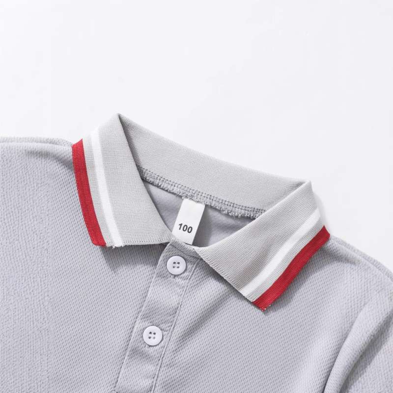 Директна доставка от фабриката през граница на склад, поло тениска за лятото и есента, ново детско облекло за момчета с къс ръкав и ревер, пет части