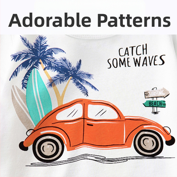 Gyerekruházat 2025 Nyári Ruházat Fiú Fehér Rövid Ujjú Fiú Trendi Gyerek Póló Rajzfilm Autó Mintás Nyári Félujjú