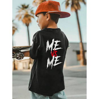 Tricou transfrontalier pentru copii, dans stradal american, scrisoare imprimată, cu mânecă scurtă, tricou de stradă larg pentru copii mari, top pentru copii