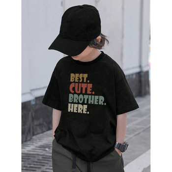 Tricou transfrontalier pentru copii, dans stradal american, scrisoare imprimată, cu mânecă scurtă, tricou de stradă larg pentru copii mari, top pentru copii