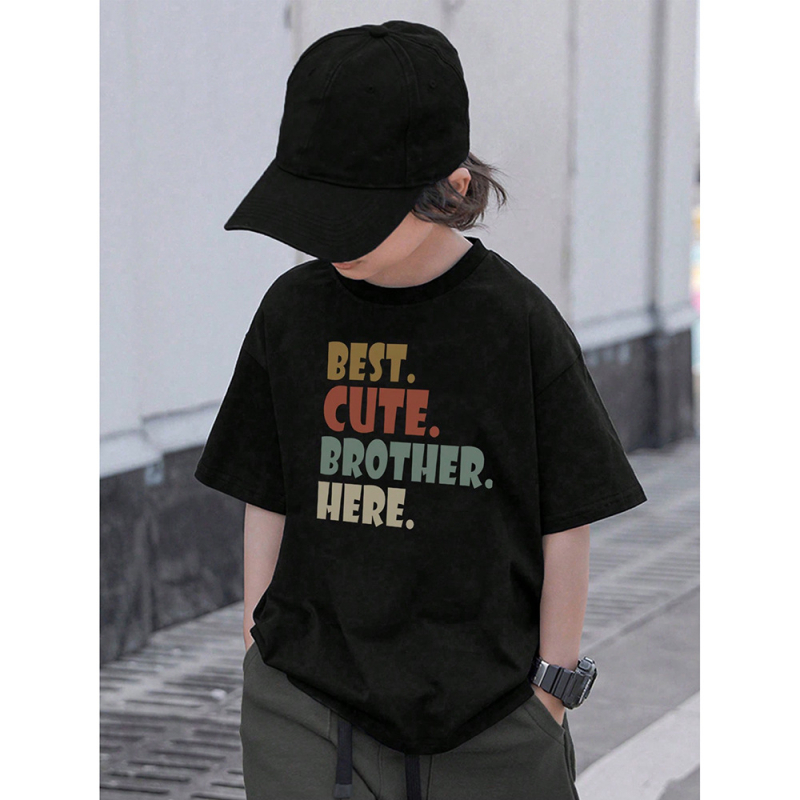 Tricou transfrontalier pentru copii, dans stradal american, scrisoare imprimată, cu mânecă scurtă, tricou de stradă larg pentru copii mari, top pentru copii