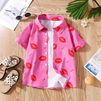 Kevad- ja sügisene naiste laste rõivad, lühikeste varrukatega beebisärk, lääne stiilis laste isiksuse trendikas Hongkongi stiilis Korea ebakorrapärane topp RG01