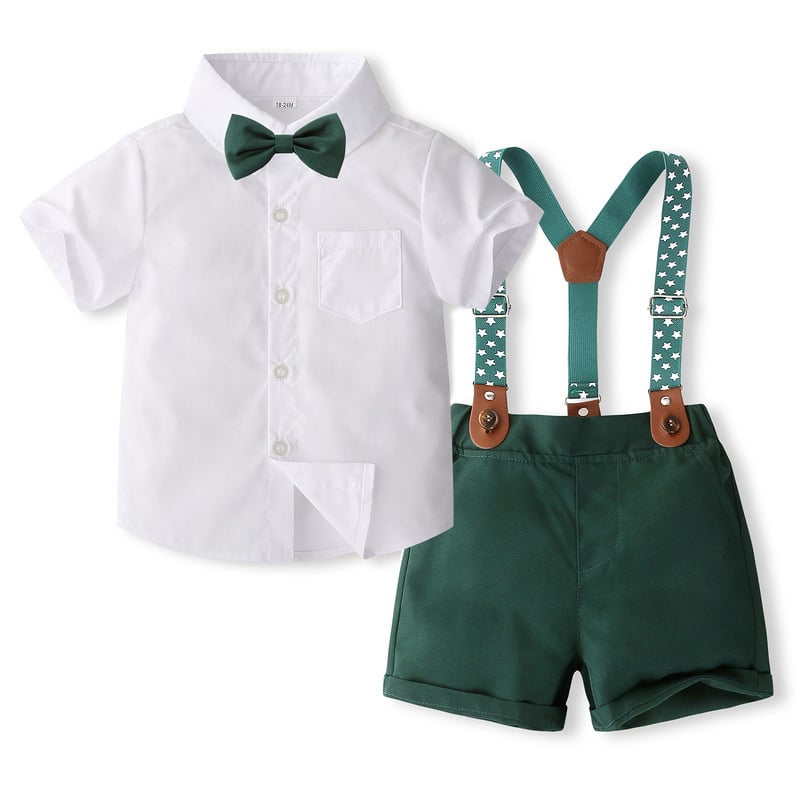 SURSA Costum de vară cu mânecă scurtă pentru băieți, aprovizionare directă din fabrică, haine britanice cu bretele pentru bebeluși, costum pentru domni