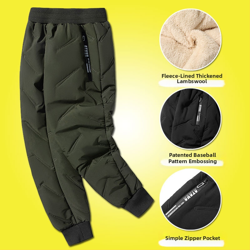 Gyerek pamut nadrág ősszel és télen Új fiú polár béléssel vastagított lezser nadrág közép- és nagyméretű gyerek téli báránygyapjú nadrág szélálló nadrág