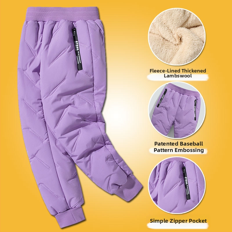 Gyerek pamut nadrág ősszel és télen Új fiú polár béléssel vastagított lezser nadrág közép- és nagyméretű gyerek téli báránygyapjú nadrág szélálló nadrág