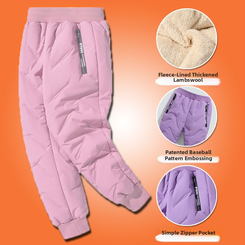 Gyerek pamut nadrág ősszel és télen Új fiú polár béléssel vastagított lezser nadrág közép- és nagyméretű gyerek téli báránygyapjú nadrág szélálló nadrág