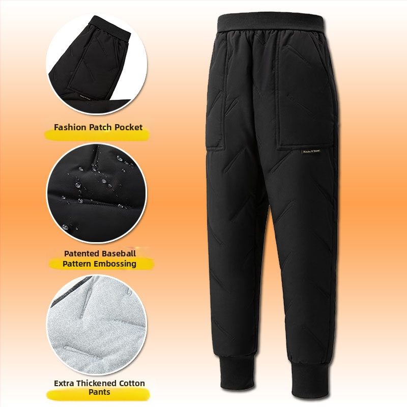 Gyerek pamut nadrág ősszel és télen Új fiú polár béléssel vastagított lezser nadrág közép- és nagyméretű gyerek téli báránygyapjú nadrág szélálló nadrág