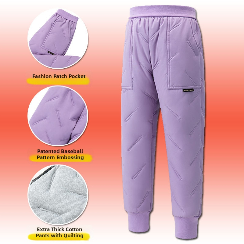 Gyerek pamut nadrág ősszel és télen Új fiú polár béléssel vastagított lezser nadrág közép- és nagyméretű gyerek téli báránygyapjú nadrág szélálló nadrág