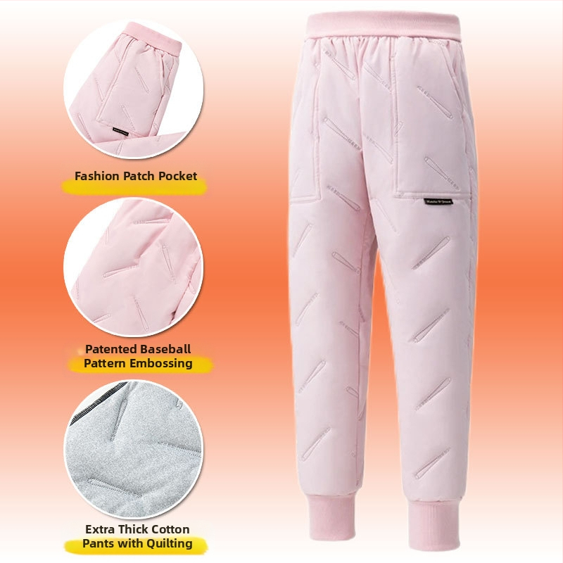 Gyerek pamut nadrág ősszel és télen Új fiú polár béléssel vastagított lezser nadrág közép- és nagyméretű gyerek téli báránygyapjú nadrág szélálló nadrág