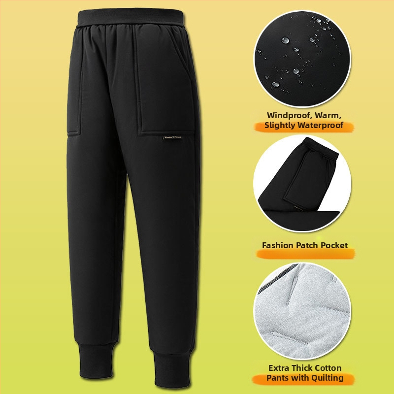 Gyerek pamut nadrág ősszel és télen Új fiú polár béléssel vastagított lezser nadrág közép- és nagyméretű gyerek téli báránygyapjú nadrág szélálló nadrág