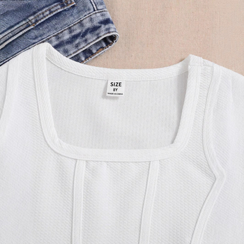 Djevojački sportski prsluk uskog kroja, za veliku djecu, jednobojan, moderan, ležeran, prozračan, udoban top