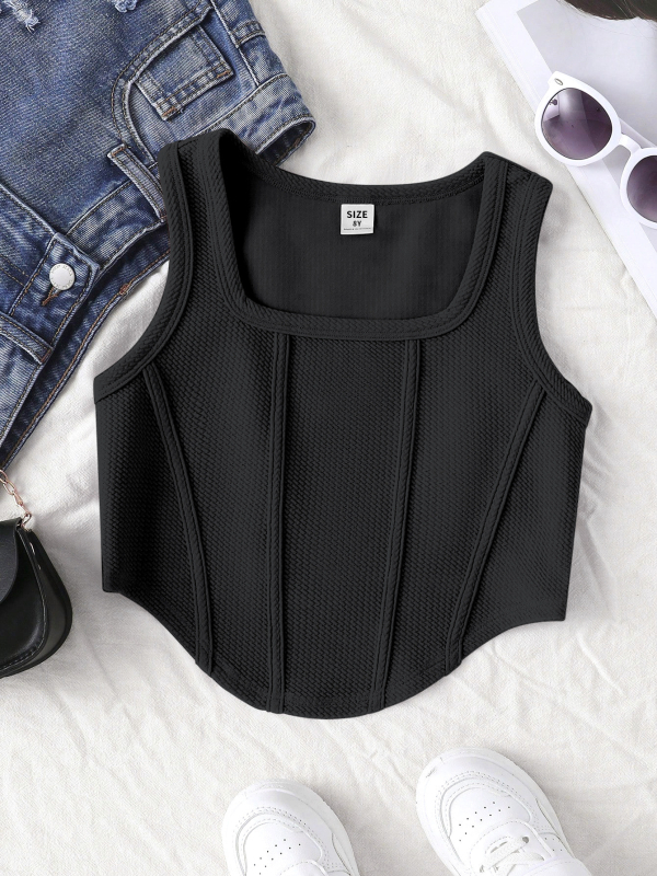 Djevojački sportski prsluk uskog kroja, za veliku djecu, jednobojan, moderan, ležeran, prozračan, udoban top