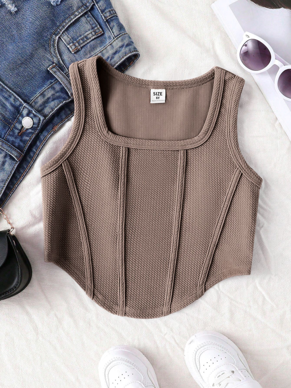 Djevojački sportski prsluk uskog kroja, za veliku djecu, jednobojan, moderan, ležeran, prozračan, udoban top