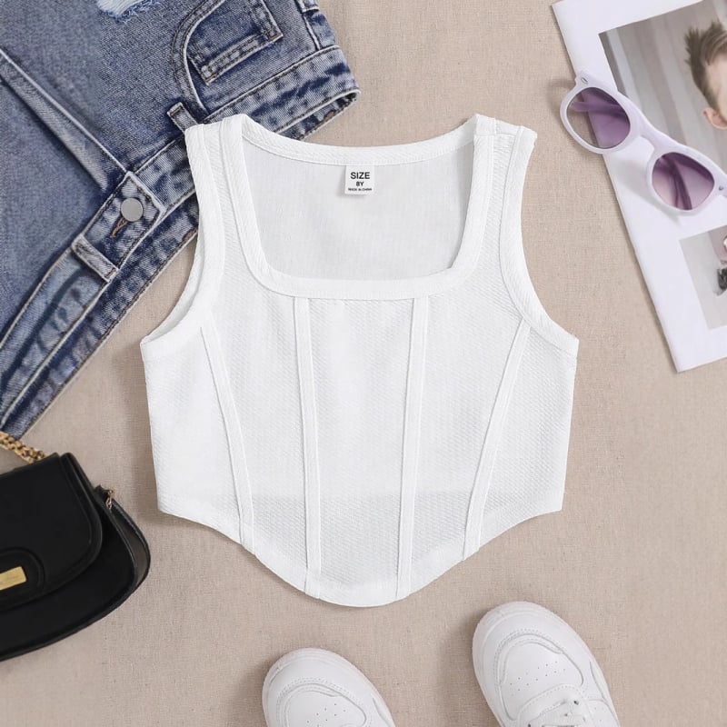 Vestă sport slim fit pentru fete, copii mari, culoare uni, sport casual la modă, top respirabil, confortabil