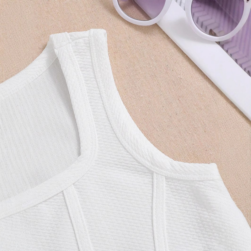 Djevojački sportski prsluk uskog kroja, za veliku djecu, jednobojan, moderan, ležeran, prozračan, udoban top