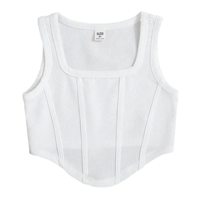 Djevojački sportski prsluk uskog kroja, za veliku djecu, jednobojan, moderan, ležeran, prozračan, udoban top