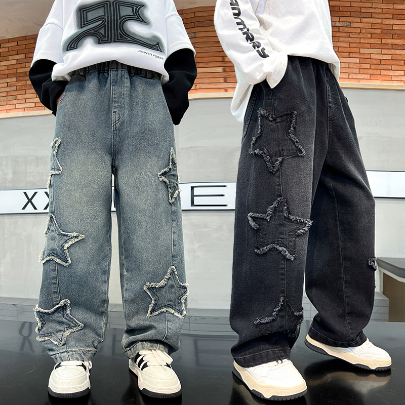 Blugi pentru băieți, toamna și iarna 2024, pantaloni noi pentru copii, băieți, toamna, frumoși, copii mari, pantaloni casual la modă