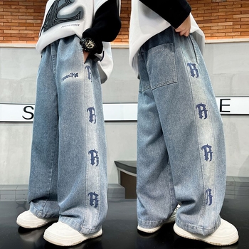 Παντελόνια για αγόρια Φθινόπωρο και Χειμώνας 2025 Νέο Στυλ Παιδικά Ίσια Μεσαία και Μεγάλα Φθινοπωρινά και Χειμερινά Παιδικά Τζιν με Φόδρα Φθινοπώρου και Χειμώνα