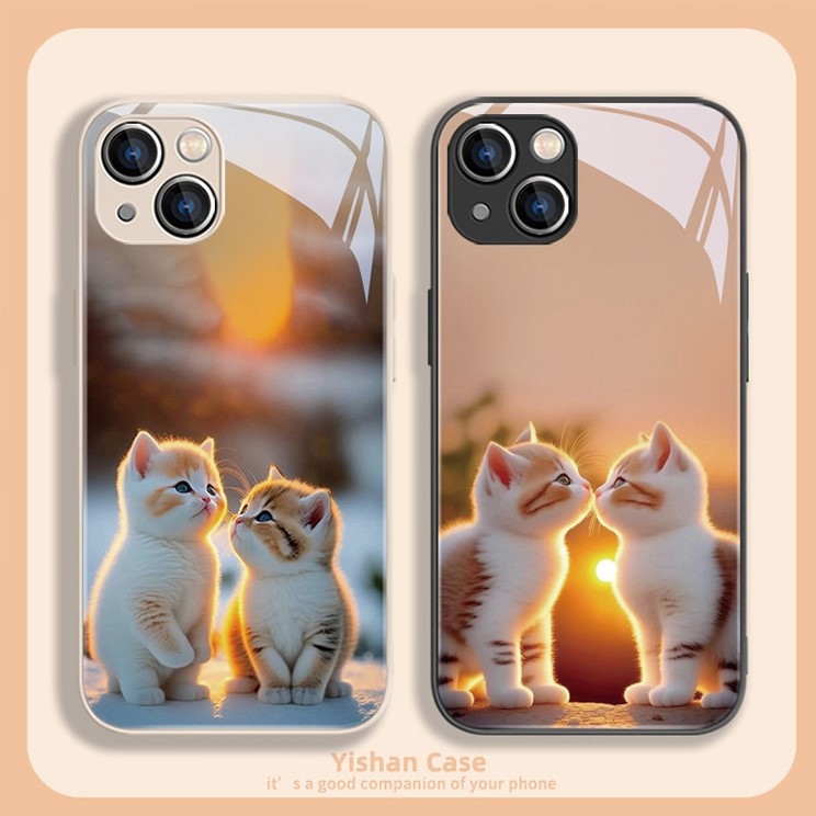 Carcasă de telefon mobil pentru Apple 15, carcasă de telefon mobil pentru Apple 16, carcasă de telefon mobil pentru Apple 13, cu design nou pentru cupluri, 15Pro, lichidă, 11Pro, pisică drăguță