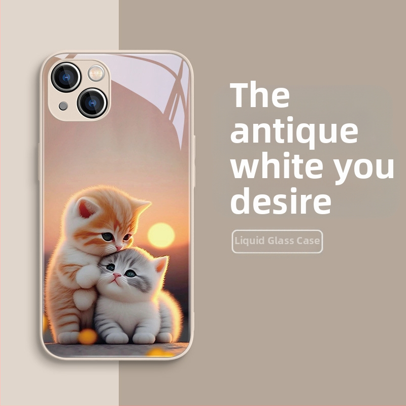 Carcasă de telefon mobil pentru Apple 15, carcasă de telefon mobil pentru Apple 16, carcasă de telefon mobil pentru Apple 13, cu design nou pentru cupluri, 15Pro, lichidă, 11Pro, pisică drăguță