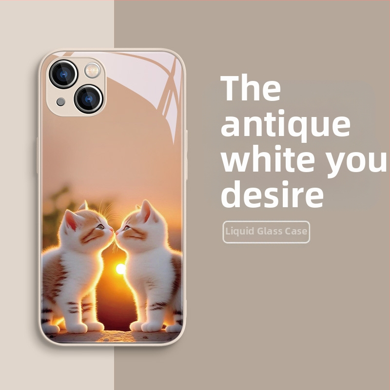 Carcasă de telefon mobil pentru Apple 15, carcasă de telefon mobil pentru Apple 16, carcasă de telefon mobil pentru Apple 13, cu design nou pentru cupluri, 15Pro, lichidă, 11Pro, pisică drăguță