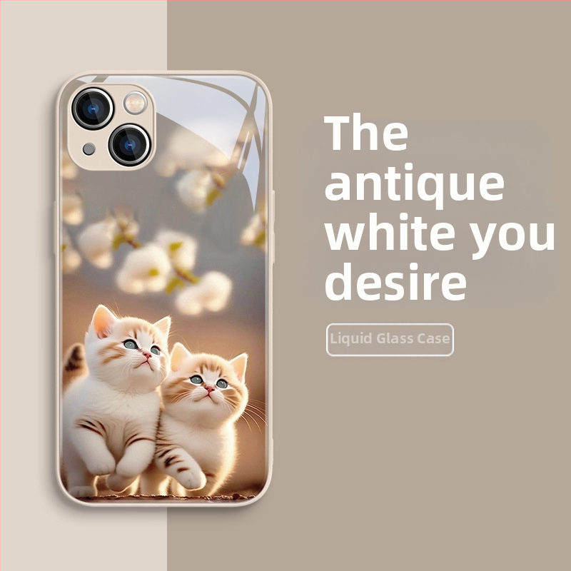 Carcasă de telefon mobil pentru Apple 15, carcasă de telefon mobil pentru Apple 16, carcasă de telefon mobil pentru Apple 13, cu design nou pentru cupluri, 15Pro, lichidă, 11Pro, pisică drăguță