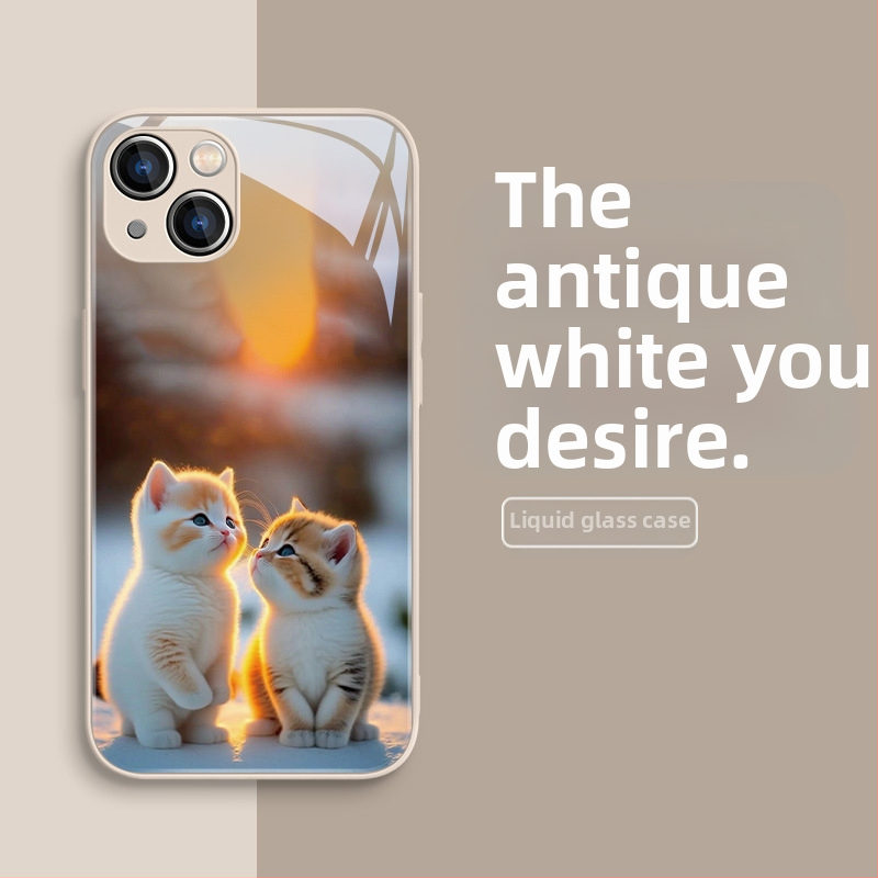 Carcasă de telefon mobil pentru Apple 15, carcasă de telefon mobil pentru Apple 16, carcasă de telefon mobil pentru Apple 13, cu design nou pentru cupluri, 15Pro, lichidă, 11Pro, pisică drăguță