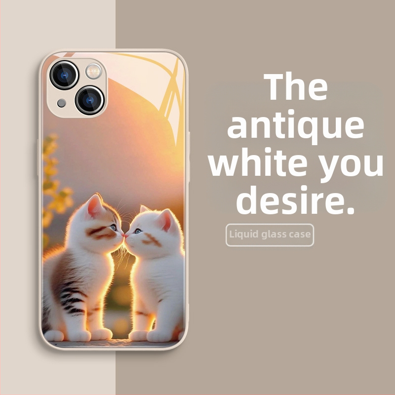 Carcasă de telefon mobil pentru Apple 15, carcasă de telefon mobil pentru Apple 16, carcasă de telefon mobil pentru Apple 13, cu design nou pentru cupluri, 15Pro, lichidă, 11Pro, pisică drăguță
