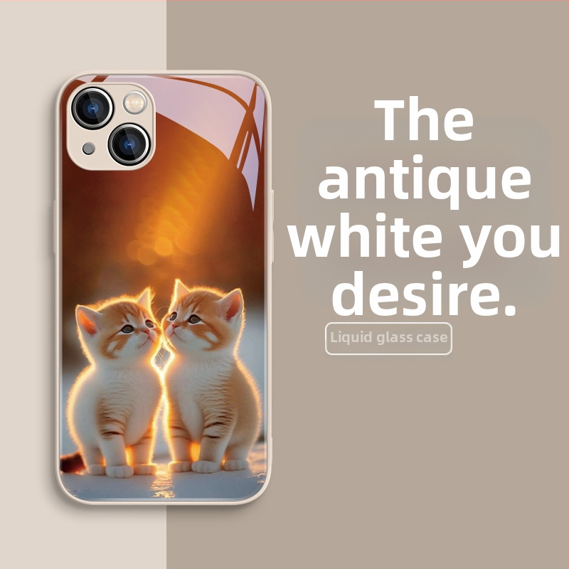 Carcasă de telefon mobil pentru Apple 15, carcasă de telefon mobil pentru Apple 16, carcasă de telefon mobil pentru Apple 13, cu design nou pentru cupluri, 15Pro, lichidă, 11Pro, pisică drăguță