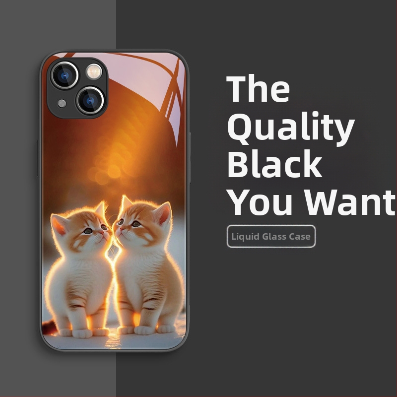Carcasă de telefon mobil pentru Apple 15, carcasă de telefon mobil pentru Apple 16, carcasă de telefon mobil pentru Apple 13, cu design nou pentru cupluri, 15Pro, lichidă, 11Pro, pisică drăguță