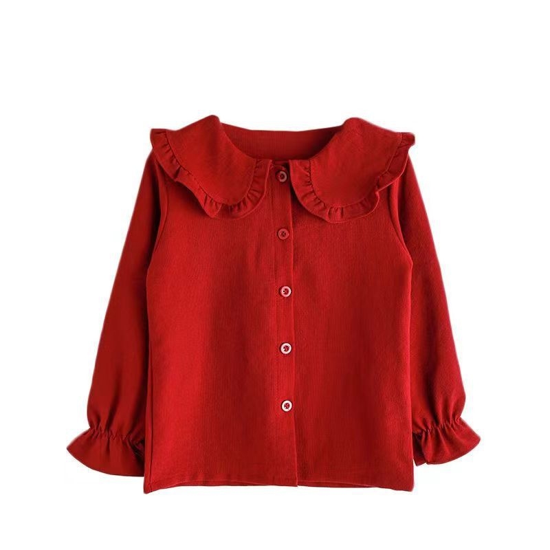 Studentiško stiliaus lėlės apykaklės palaidinė, unikalūs balti ilgomis rankovėmis marškinėliai moterims, laisvi ir universalūs rudeniui ir pavasariui, naujas madingas stilius