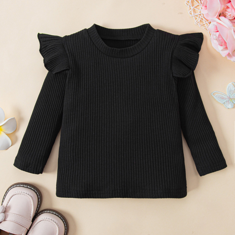 Tricou cu mânecă lungă pentru fete de mărime mică și mijlocie, tricou de bază cu mânecă mică, primăvară și toamnă, producători de topuri pentru bebeluși de sex feminin