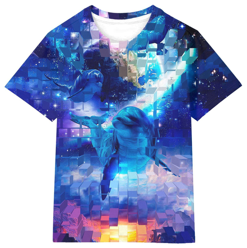 Modes pavasara jaunā modes zīmola pāru kleitas ar personalizētu vīriešu un sieviešu 3D drukas termiskās pārneses T-kreklu matiem