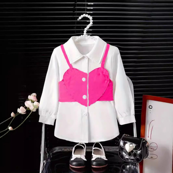 Tüdrukute särk kevad ja sügis 2024 uus laste sügispluus väike särk moodne tüdrukute õhuke särk