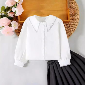 Tüdrukute särk kevad ja sügis 2024 uus laste sügispluus väike särk moodne tüdrukute õhuke särk