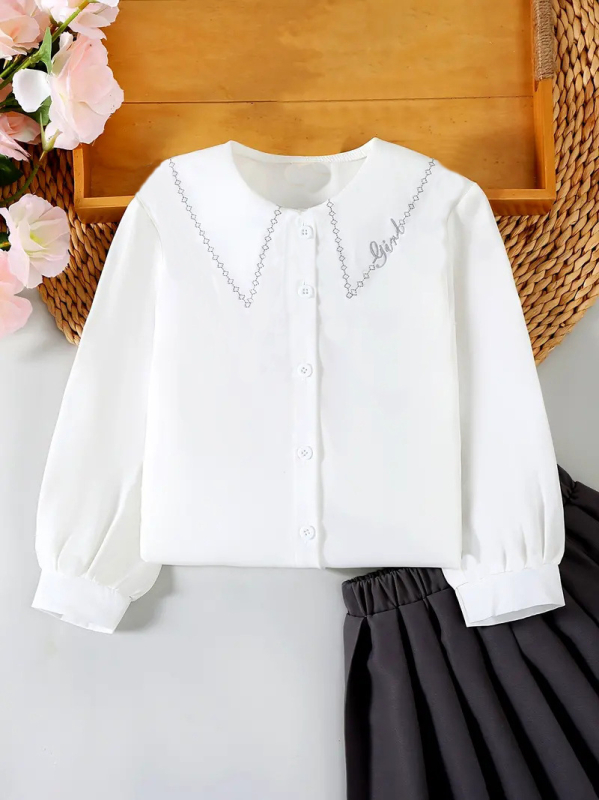 Tüdrukute särk kevad ja sügis 2024 uus laste sügispluus väike särk moodne tüdrukute õhuke särk