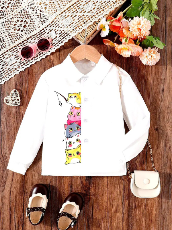 Tüdrukute särk kevad ja sügis 2024 uus laste sügispluus väike särk moodne tüdrukute õhuke särk