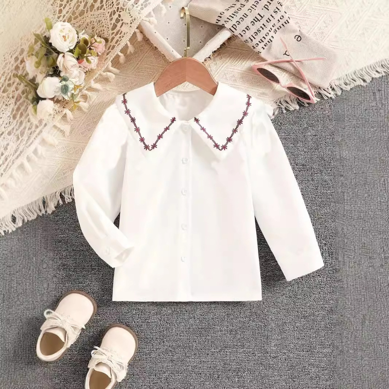 Tüdrukute särk kevad ja sügis 2024 uus laste sügispluus väike särk moodne tüdrukute õhuke särk