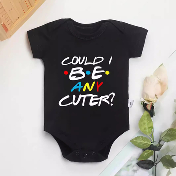 Salopă transfrontalieră pentru nou-născuți, 0-2 ani, din bumbac respirabil, cu mânecă scurtă, pentru bebeluși, Aș putea fi mai drăguț