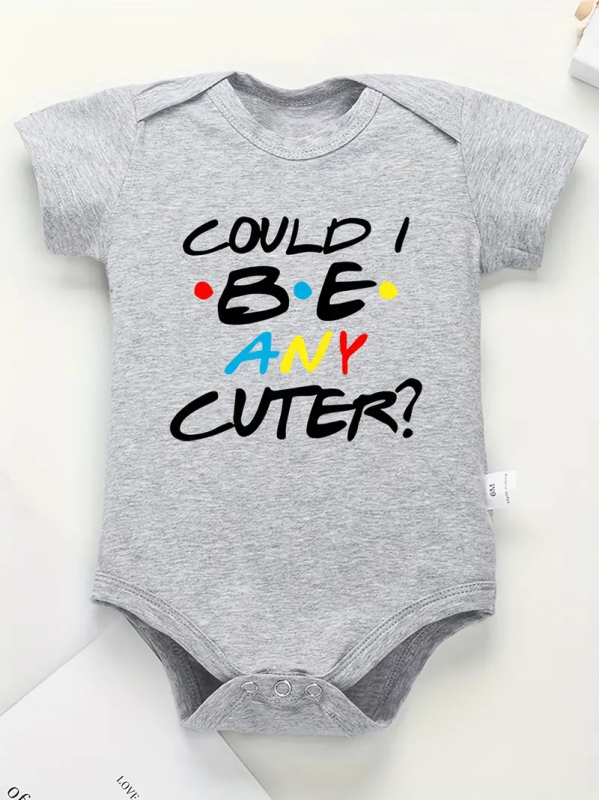 Salopă transfrontalieră pentru nou-născuți, 0-2 ani, din bumbac respirabil, cu mânecă scurtă, pentru bebeluși, Aș putea fi mai drăguț