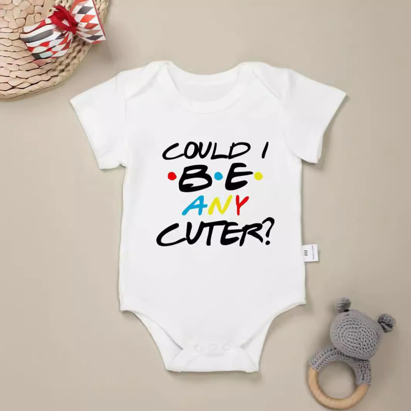 Salopă transfrontalieră pentru nou-născuți, 0-2 ani, din bumbac respirabil, cu mânecă scurtă, pentru bebeluși, Aș putea fi mai drăguț