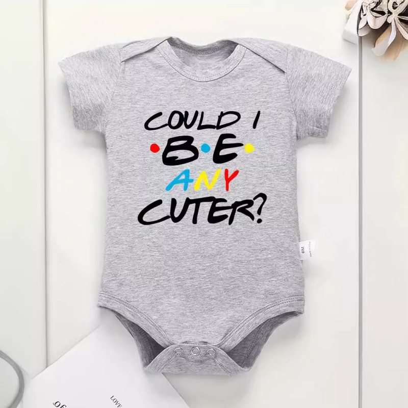 Salopă transfrontalieră pentru nou-născuți, 0-2 ani, din bumbac respirabil, cu mânecă scurtă, pentru bebeluși, Aș putea fi mai drăguț