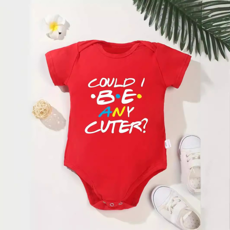 Salopă transfrontalieră pentru nou-născuți, 0-2 ani, din bumbac respirabil, cu mânecă scurtă, pentru bebeluși, Aș putea fi mai drăguț
