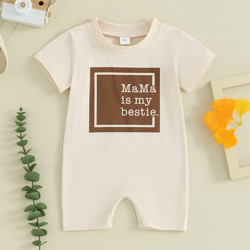 Salopetă de vară pentru bebeluși 2024, salopetă cu mânecă scurtă pentru copii, stil coreean, cu imprimeu de litere