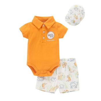 Καλοκαιρινό ολόσωμο σορτς με πέτο για αγόρια, όμορφο τριών τεμαχίων κοστούμι με θήκη + σορτς για μωρά 0-1 έτους