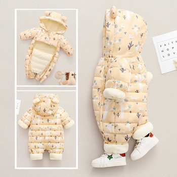 Φθινοπωρινή και χειμερινή ολόσωμη φόρμα για νεογέννητα μωρά, με επένδυση από φλις, παχύρρευστο, βαμβακερό μπουφάν και πουπουλένια επένδυση, για να σκαρφαλώνεις έξω από το σπίτι τα ρούχα σου