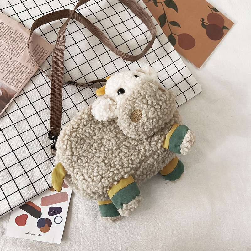 Karikatūras neglīta govs lielas ietilpības plīša soma korejiešu stilā jauka plecu soma meitenes sirds formas lelles soma pāri plecam