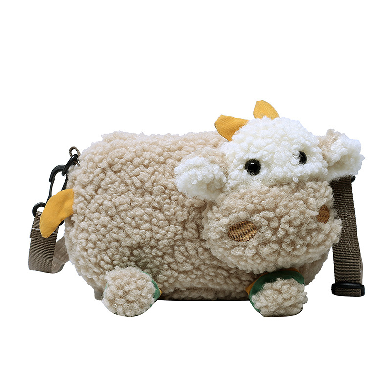 Karikatūras neglīta govs lielas ietilpības plīša soma korejiešu stilā jauka plecu soma meitenes sirds formas lelles soma pāri plecam