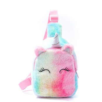 Pārrobežu jauna plecu soma, vienradža multfilmas stila bērnu krūšu soma, jauka meitenes mugursoma, maza maiņas mugursoma