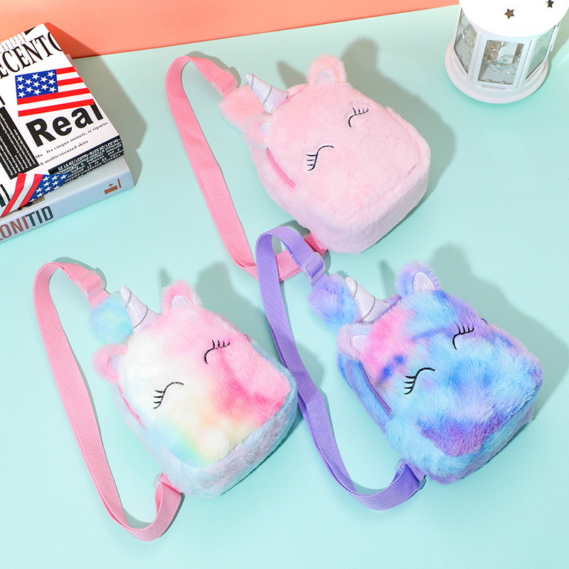 Geantă de umăr transfrontalieră nouă, geantă de piept pentru copii, geantă cu unicorn și desene animate, drăguță fată, rucsac mic pentru schimbare